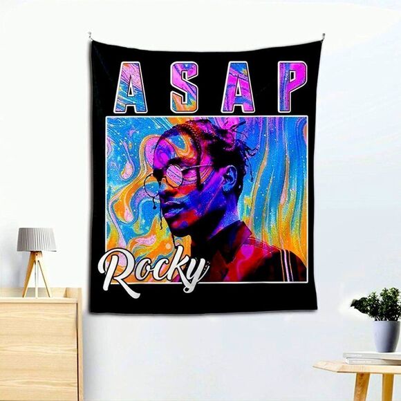 ASAP Rocky Wall tapestry Music rap aesthetic room decor music lounge room wall - Picture 1 of 6